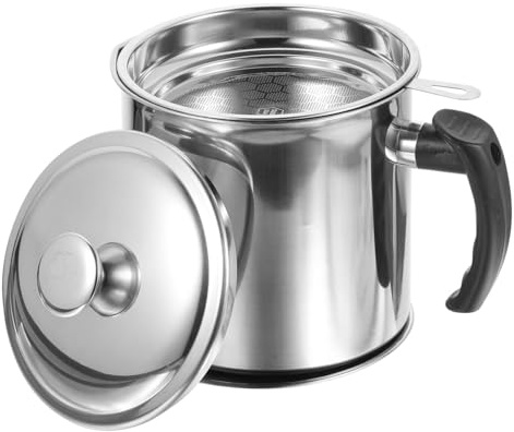 OFFSCH Lata Grasa Cocina Recipiente Almacenar Aceite Olla Separadora Grasa Colador Aceite Acero Inoxidable Recipiente Gran Capacidad