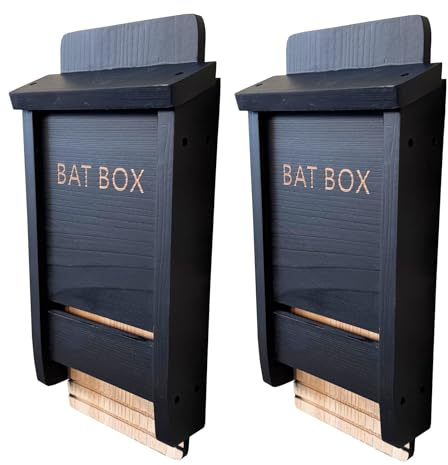 Selections Black Wooden Bat Nesting Roosting Box House with Gooved Interior - Pack of 2