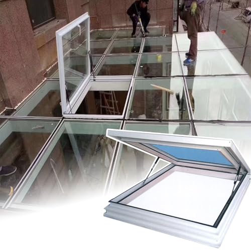 Fenêtre de toit grenier, cadre en aluminium, double verre trempé, fenêtre de toit à ventilation manuelle pour la lumière du jour dans les sous-sols, design multi-angle, idéal pour l'efficacité