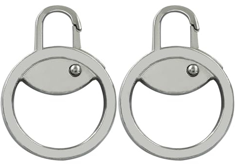 Zorveiio 2 Pcs Silver Zipper Pull Replacement, Detachable Metal Zipper Puller Slider Extender Handle Mend Heavy Duty Fixer for Suitcase Luggage, Shoes, Handbags, Suitcase, Backpack, Jacket Coat
