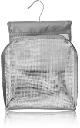 Peg Bag for Washing Line with Hanger,Foldable Pegs Basket,Portable Clothespin Storage Bag Hooks,Bath Organiser Baskets,Hanging Mesh Shower Caddy,for College Dorm Rooms,Gym,Swimming and Travel (Gray)
