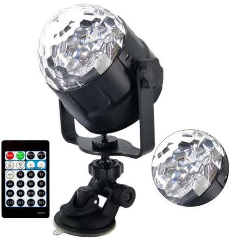 HOMSFOU Luci LED Sferiche Colorate USB con Ventosa per Auto Proiettore Disco Rgb per Decorazioni Colori Facile da Usare Controllo Remoto