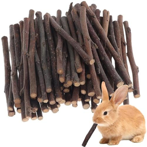 KIRZAX 150g Palo de Manzano Natural,Juguetes para Masticar para Conejos Hámsters,Palo de Dentición,para Conejo Hamster cobaya Chinchilla