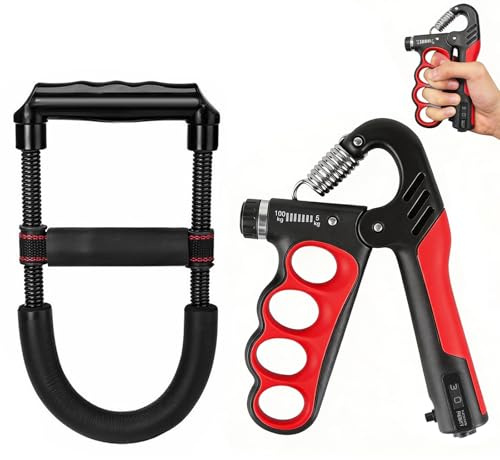 yolzhxe Hand Grip, Resistencia Ajustable 5-100kg, Fortalecedor de Agarre de Mano con Función De Conteo, Antideslizante Fortalecedores de Agarre para el Entrenamiento de Fuerza de la Muñeca