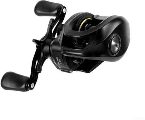 Carrete de pesca con sistema de frenado electrónico CC integrado para un rendimiento constante sin alimentación externa o carga (AO-DC izquierda)