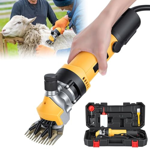 Elektriska Fårklippmaskiner 850W 2400Rpm Professionell Klippning Av Getter/alpackor/får Med 2 Hållbara Blad, 6 Hastigheter & Justering Av Bladspänning För Lantbruksdjur Hästar Getter Alpackor