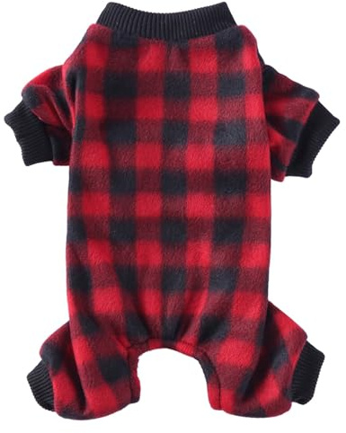 Vêtement pour chien - Vêtements de maison - Peignoir en peluche pour chiot - Tenue de sommeil confortable - Robe de nuit douillette - Entretien de la fourrure - Rouge - Taille M