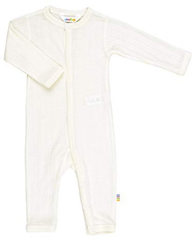 Joha Baby Unisex Schlafoverall aus Merino-Wolle/Seide Navy weiß, Farbe:weiß, Größe:50