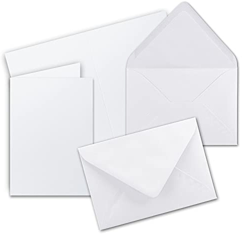DIN B6 set med hopfällbara kort | 115 x 170 mm | perfekt för inbjudningskort, bröllop, dop, kommunion, konfirmation | formstabil | avsedd för skrivare 25 Sets 10-Hochweiss
