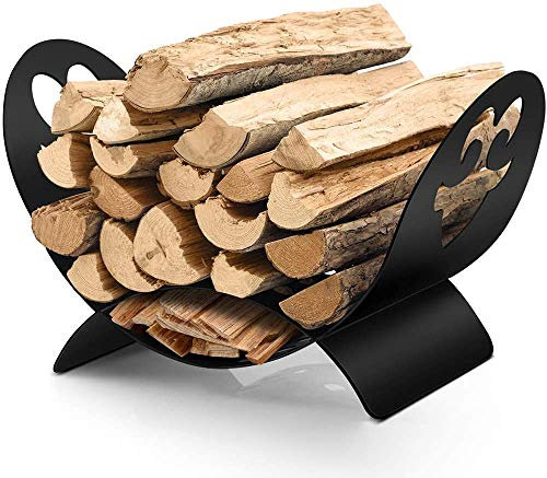 AMAGABELI GARDEN & HOME Fireplace Log Holder Firewood Rack Indoor Firewood Basket Wrought Iron Wood Stove Stacking Rack Storage Rack for Firewood Outdoor Logs Bin Storage Container Metal Outdoor Black