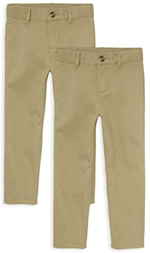 The Children's Place Boys Stretch Chino Pants,Flax 2 Pack,8