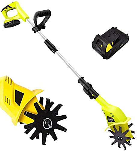 Electric Small Rotavator,Garden Tiller, 20V Electric Cordless Hand Tiller Cultivator with 5200mAh Rechargeable Lithium Battery and Charger, Portable Soil Tiller Rotavator for Gardens, Vegetable Plots