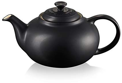 Le Creuset Klassische Teekanne aus Steinzeug, 1,3 Liter, für 3–4 Tassen, Schwarz matt, 80702130000003