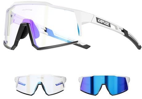 KAPVOE Gafas de Ciclismo Fotocromáticas con TR90 Gafas de Sol Deportivas Mujeres Hombres Running Transparente MTB Bicicleta Accesorios Azul Blanco 09