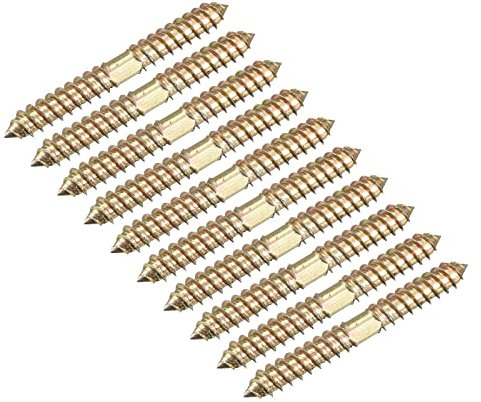 sourcing map 8x60mm Hanger Bolts, 24pcs Double Ended Self-Tapping Thread Wood to Wood Dowel Screws for Wood Connecting