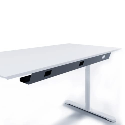 Actiforce® Premium kabelränna 110 cm i ett stycke, Skrivbordstillbehör Sladdgömma | Kabelkanalen för effektiv kabelhantering vid skrivbordet för ditt kontor | fast kabelhållare (svart)