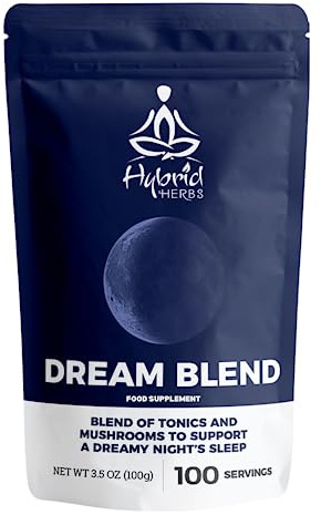 HYBRID HERBS - Dream Blend 10X Strength - Sleep Supplement with Organic Reishi Mushroom, Reishi Spores, Chaga & He Shou Wu, Sleep Aid - HIGH Potency 10:1 Extract - 100 Servings (100g)