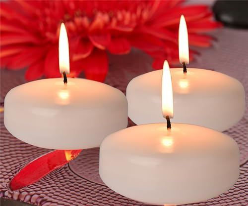 3inch White Floating Candles, 36PACK 13-15Hours Unscented Dripless Wax for Cylinder Vases, Centerpieces at Wedding, Birthday,Party, Pool, Holiday (36PACK, White)