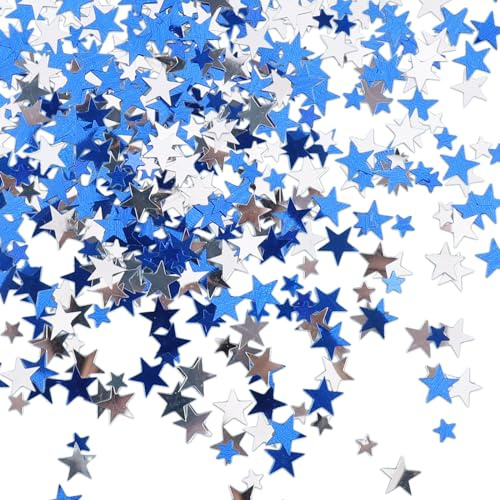 ENLACE Konfetti Födelsedag Stjärnor Bordsdekoration 4 000 Stycken, Glitter Spridda Dekoration Jul, Blå Silver Stjärndekoration, Spridningsdekoration För Födelsedag