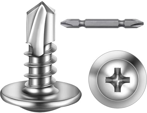 100PCS #8×1/2 Self Tapping Screws for Metal,410 Stainless Steel Sheet Metal Screws, High Strength Self Drilling Screws Ideal for DIY, Furniture