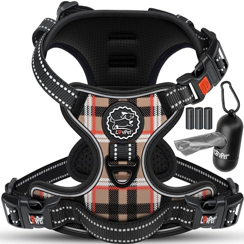 Lovpet® Imbracatura con pettorina per cani e cuccioli senza tirare e soffocare, traspirante e morbida pettorina riflettente, imbracatura senza pull con ruote a sacchetto, imbracatura