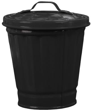 CEMELI Poubelle de table en fer, poubelle de table en fer, petite poubelle de table avec couvercle, poubelle de bureau pratique, poubelle de bureau de style vintage pour vanité de salle de bain, ta