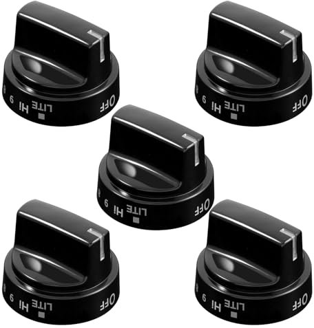 atgestore WB03X24759 Stove Knobs Replacement for GE Stove Parts KIP 5G92 222D5793 Cooktop Knobs GE Range Oven Parts Black Plastic Surface Burner Control Knob Range Burner Knobs 5 Pcs
