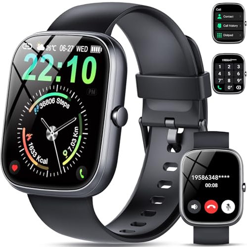 QCOQ Smart Watch for Men Women Answer/Make Calls, 1.91 Inch HD Touch Screen Fitness Watch with Heart Rate Sleep Monitor, 100+ Sports Modes, Step Counter, IP68 Waterproof, Compatible with Android IOS
