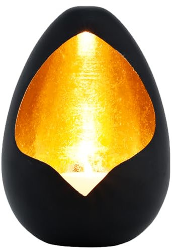 Marrakesch Orientalische Deko Aesthetic Teelichthalter aus Metall 20 cm groß | Windlicht Stily als Garten Wohnzimmer Tisch Deko | Exquisite Gold Schwarze Windlichter Kerzenhalter für Teelichter