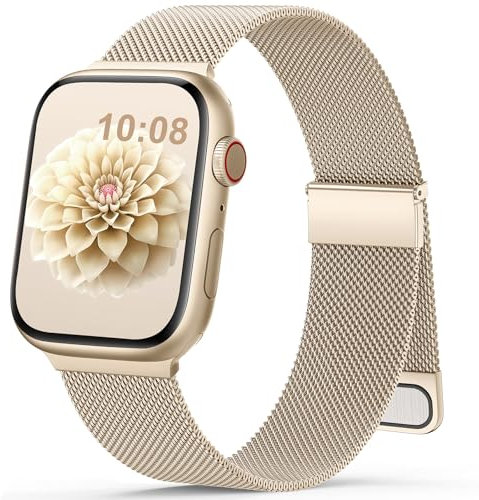 Ersatzarmband Kompatibel mit Apple Watch Armband 40mm 41mm 42mm 44mm 38mm 45mm 46mm 49 Damen Herren Einstellbar Magnetisch Metall Edelstahl Armbänder für iWatch SE Ultra Series 11 10 9 8 7 6 5 4 3 2 1