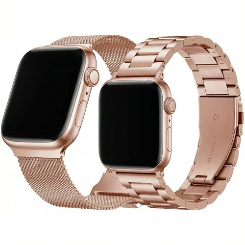 Hongxinzhan Pack med 2 metall ersättningsrem kompatibel med Apple Watch