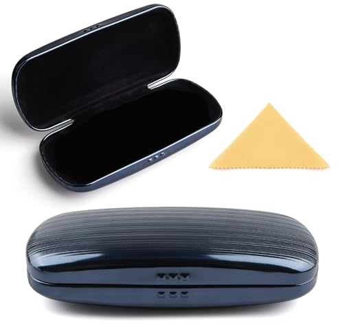EZESO Rígido Estuche Gafas, Estuche Portátil de Aleación de Aluminio para Gafas, Estuche Gafas de Sol para Hombres y Mujeres (Azul)