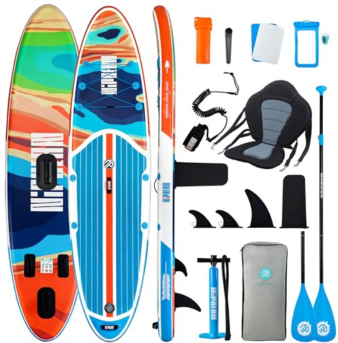 Niphean SUP Gonfiabile Adulti con Tutti gli Accessori, 320cm Stand up Paddle Gonfiabile per Tutti i Livelli, Paddle Board con Capacità di 200kg per 2 Persone, Tavola da SUP Gonfiabile con Sedia