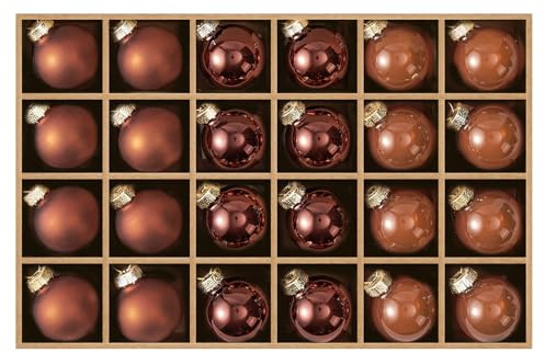 DN DECONATION Weihnachtskugeln Set 24 Stück – Braune Glas Christbaumkugeln 3cm – Weihnachtsbaum Deko Kugeln für Weihnachtsdeko, Herbst, Winter, Hochzeit & Party, Rustikale Weihnachtsbaumschmuck Kugeln