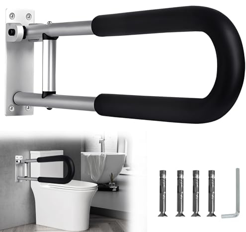 Haltegriff für Senioren, Klappbar Aufstehhilfe Toilette für Senioren, Behinderten WC Haltegriff 60CM, Rutschfest Handläufe für Die Toilettenpflege, Toilettenhaltegriff mit Tragfähigkeit 120KG