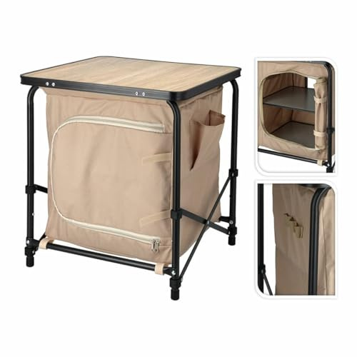 Redcliffs Camping Table with Cabinet 48 x 48 x 53.5 cm Beige