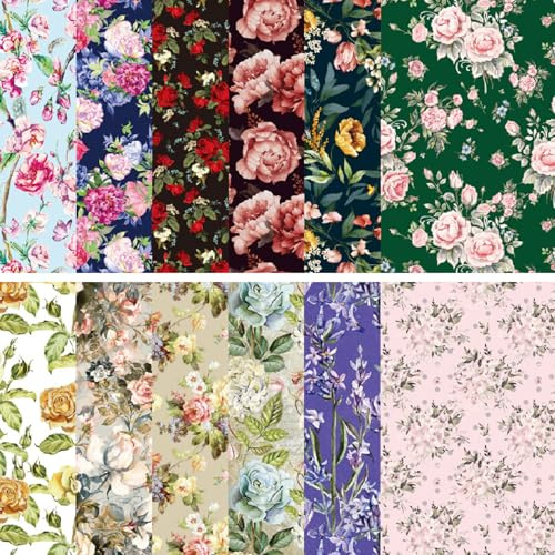24 Sheets Floral Scrapbook Paper, 6x6 Inch Vintage Flower Craft Paper for DIY Card Making, Decoupage, Scrapbooking Supplies (12 Designs) (Flower A, One Size)