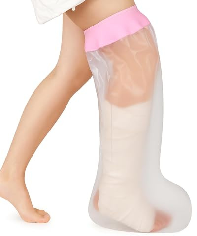 Wasserdichte fundas para yesos de piernas para ducha, suave y cómodo protección de pierna completa para adultos en la ducha, mantiene heridas/vendas secas al bañarse, piernas/rodillas/pies/tobillos