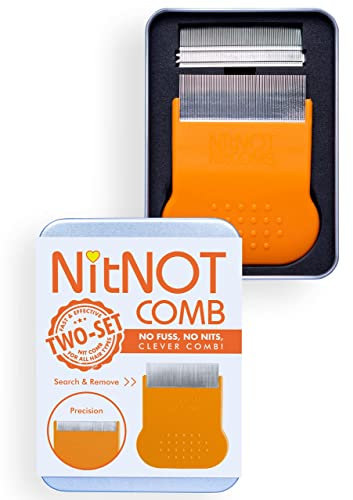 NitNOT - Läusekamm Nissenkamm für alle Haartypen, extra fein, mit 2 Kammköpfen, gegen Läuse und Nissen, Läusekamm kinder, metall Läusemittel