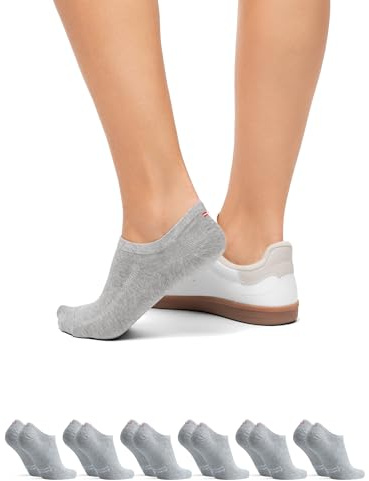 DANISH ENDURANCE 6 Paar Bio-Baumwolle Füßlinge, Unsichtbare Sommer Sneaker-Socken, Damen & Herren, Grau, 39-42