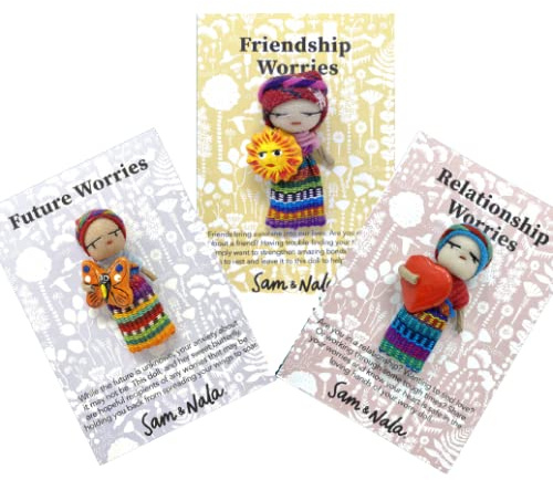 Sam & Nala Worry Dolls, Personal Worry Eater Doll from Guatemala, Completely Handmade from Guatemalan Fabric, Bring Comfort and Peace to Everyone You Care About