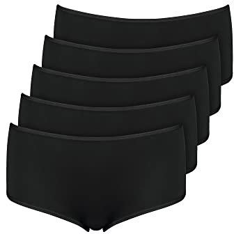 Nur Die 5er Pack Hipster Slip Mehrfarbig aus Baumwolle Stretch Unterwäsche Unterhosen Basic Mehrpack Damen, schwarz, M