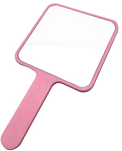 BRALF Handspegel, handspegel med handtag, handhållen spegel fyrkantig stor sminkspegel salong frisörer verktyg rosa
