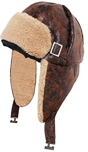 Sombrero de aviador marrón de los años 40 para adultos, paquete de 2, gorra de piloto de la Segunda Guerra Mundial con aspecto de cuero envejecido, accesorio para disfraz (talla adulto)