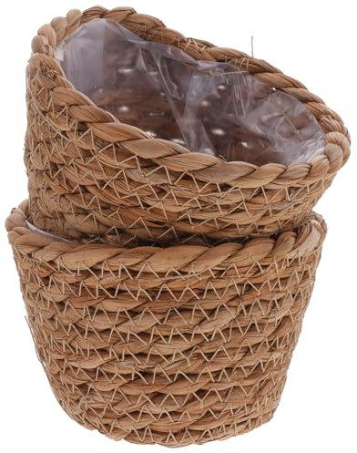Alipis Cesta para Plantas, macetas Tejidas de Algas Marinas 2 Unidades de 13 cm Cesta de Almacenamiento de ratán, Cesta para Plantas, Cesta Trenzada a Mano, Maceta de Flores de para Plantas en