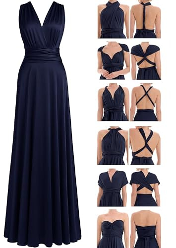 Juvell Abito da Damigella - Abito Infinity Lungo - Abiti da Sera - Top a Fascia Incluso - Vestito Donna Elegante - Boda-Bridesmaid-Baile - 1000 (40-44, Blu Scuro)