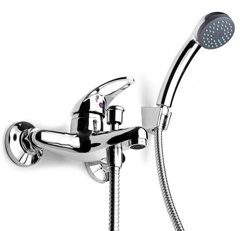 Badewannenarmatur mit Handbrause (Brauseschlauch) Wannen Armatur Einhebelmischer mit Handbrause Badarmatur Küchenarmatur Waschbeckenrmatur Badewanne Badezimmerarmatur Wasserhahn