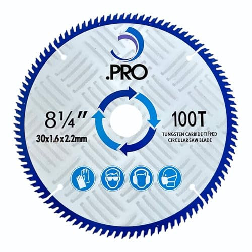 Hoja de sierra circular. PRO 210 mm x 100 dientes x 30 mm de diámetro (anillos de reducción de 25, 20 y 16 mm) Compatible con Makita, Evolution, DeWalt, Milwaukee, Bosch, Sierras de corte de ángulo