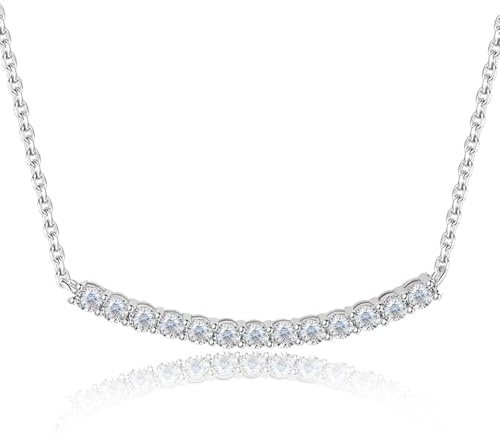 FEIKFEIZ Collana in moissanite per donna, in argento 925 placcato in oro bianco 18K, 0,5 CT con 13 diamanti in moissanite coltivata in laboratorio, pendente in argento, regalo di gioielli.