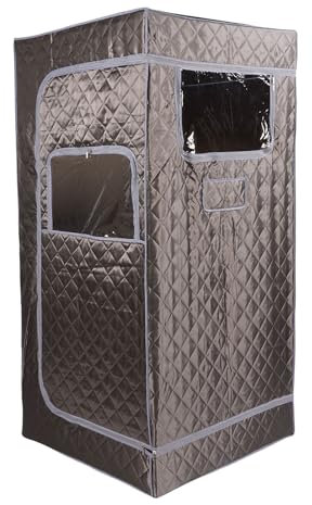 Fdit Box Sauna con Pentola a Vapore 3L, a Tenuta Stagna, Bruciatura Anti -asciutta, Tenda Sauna Portatile per Casa, Sedia Pieghevole, Telecomando (Plug 220v)